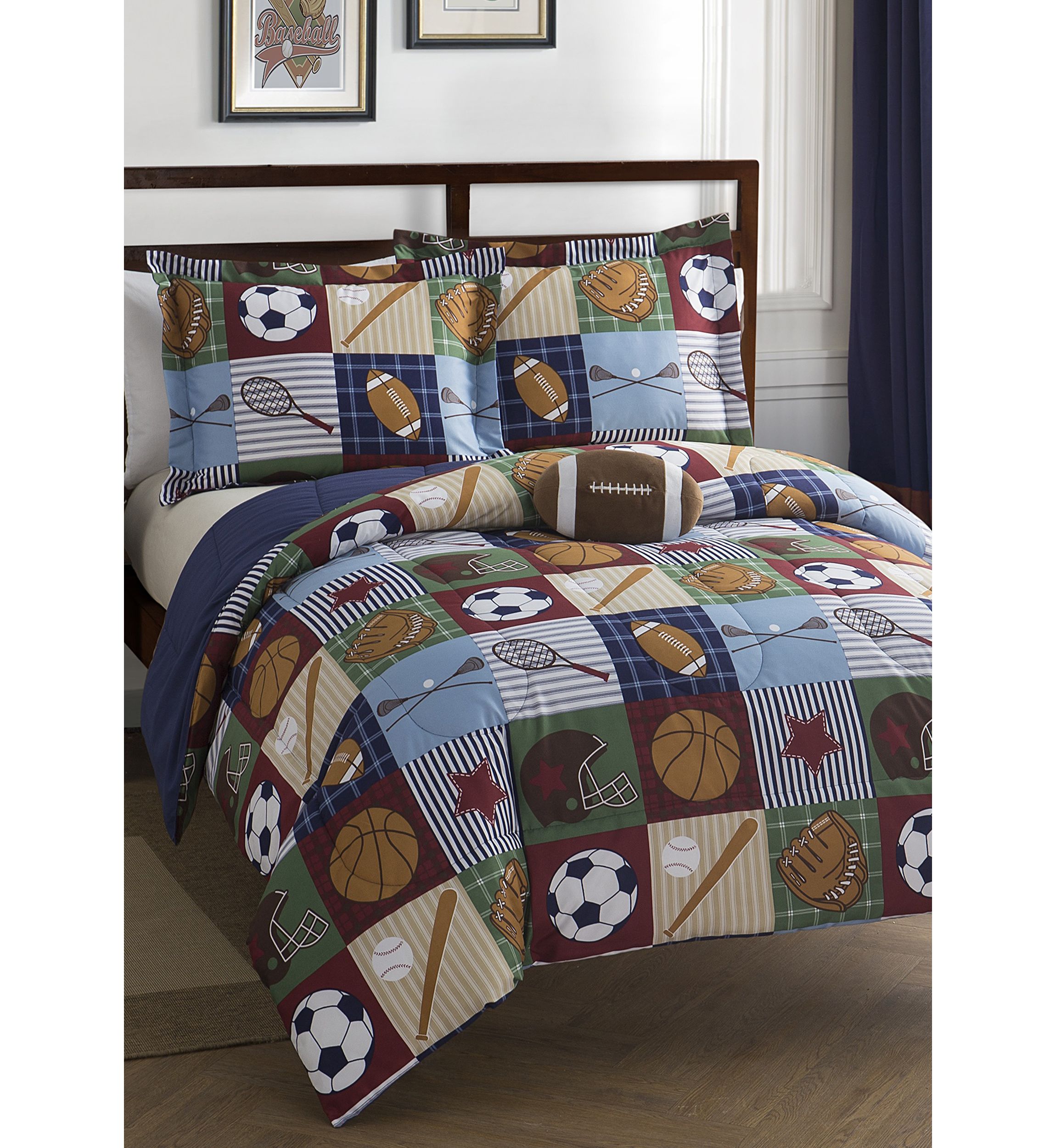 Team Sport Collegiate Comforter Set with Football Novelty Pillow