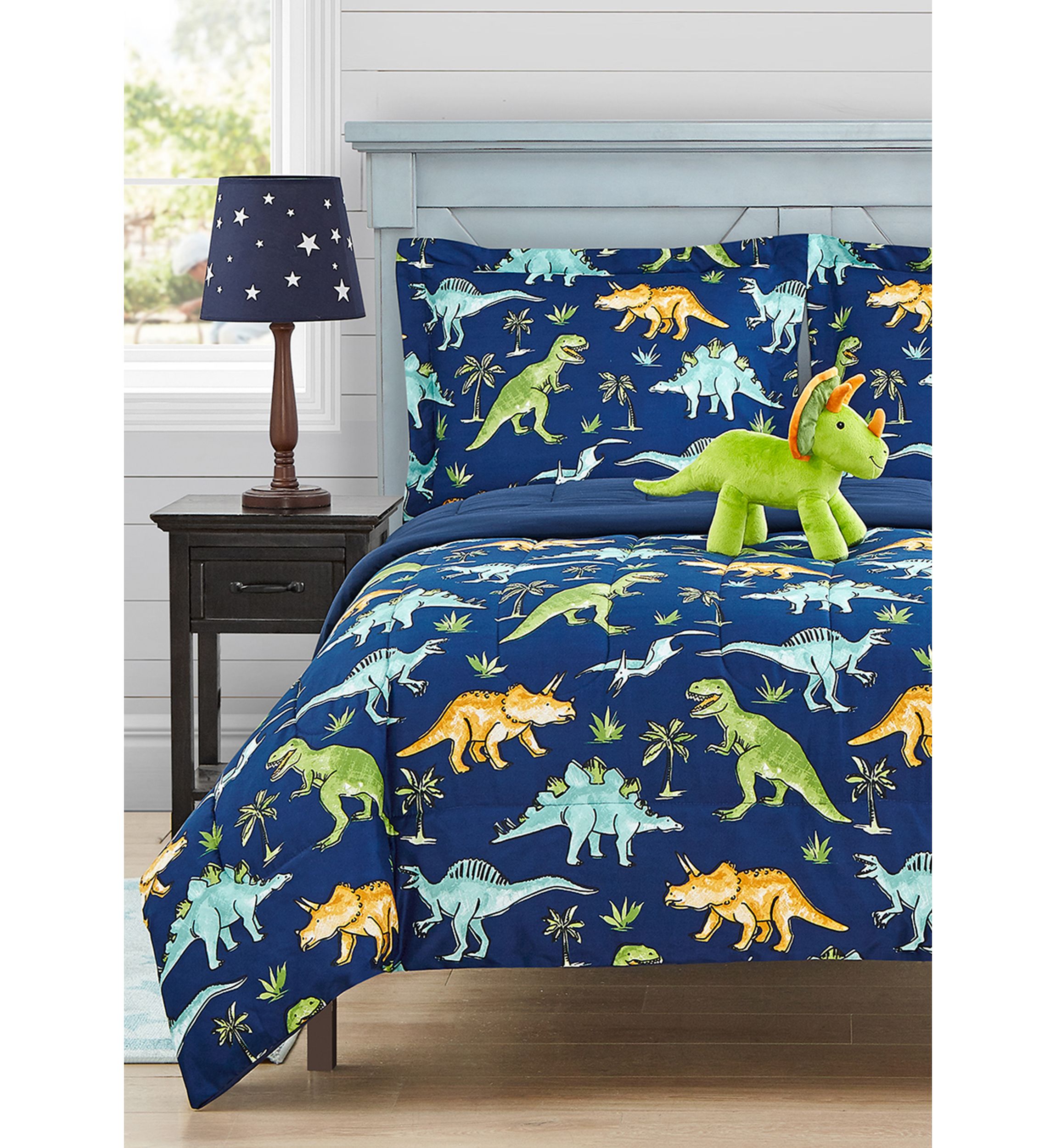 Watercolor Dinosaur Comforter Set with Dinosaur Novelty Pillow