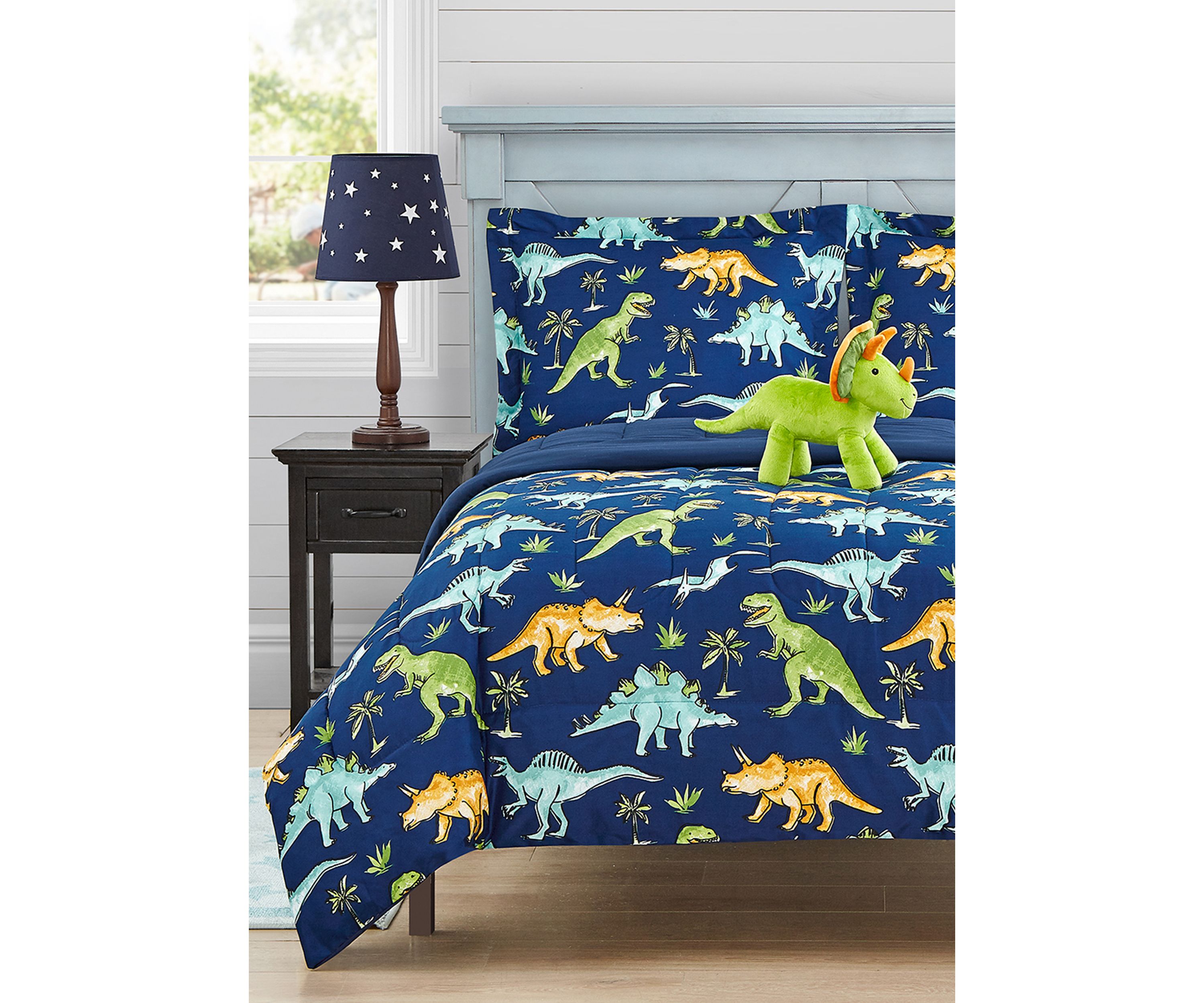 Watercolor Dinosaur Comforter Set with Dinosaur Novelty Pillow
