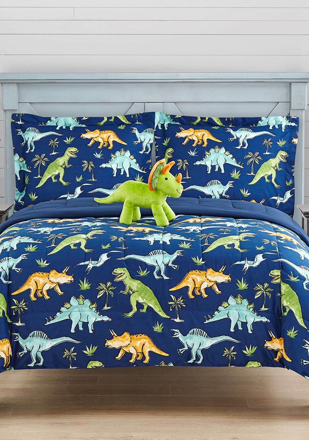 Watercolor Dinosaur Comforter Set with Dinosaur Novelty Pillow