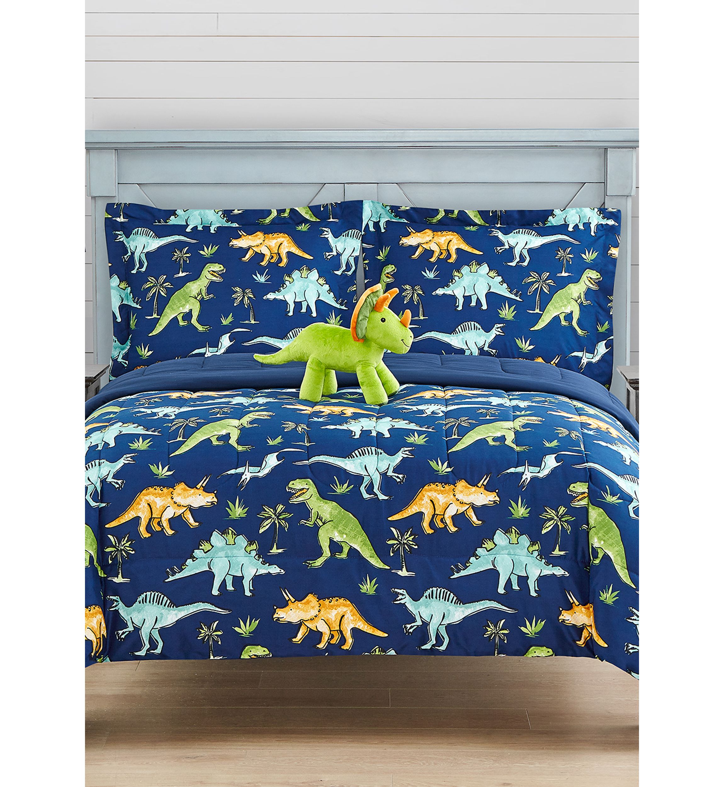 Watercolor Dinosaur Comforter Set with Dinosaur Novelty Pillow