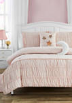 Celestial Princess Pink Smocked Texture Comforter Set with 2 Decorative Pillows