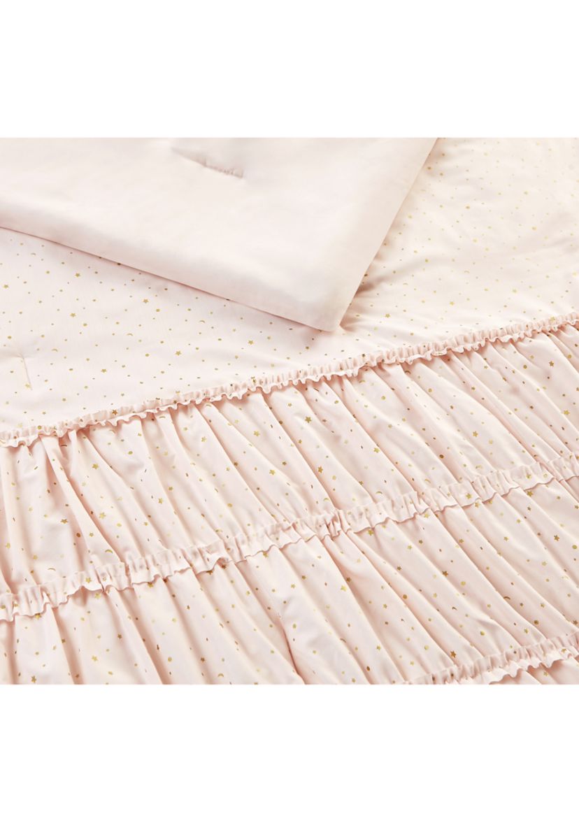 Celestial Princess Pink Smocked Texture Comforter Set with 2 Decorative Pillows