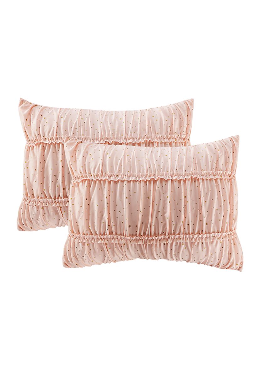 Celestial Princess Pink Smocked Texture Comforter Set with 2 Decorative Pillows