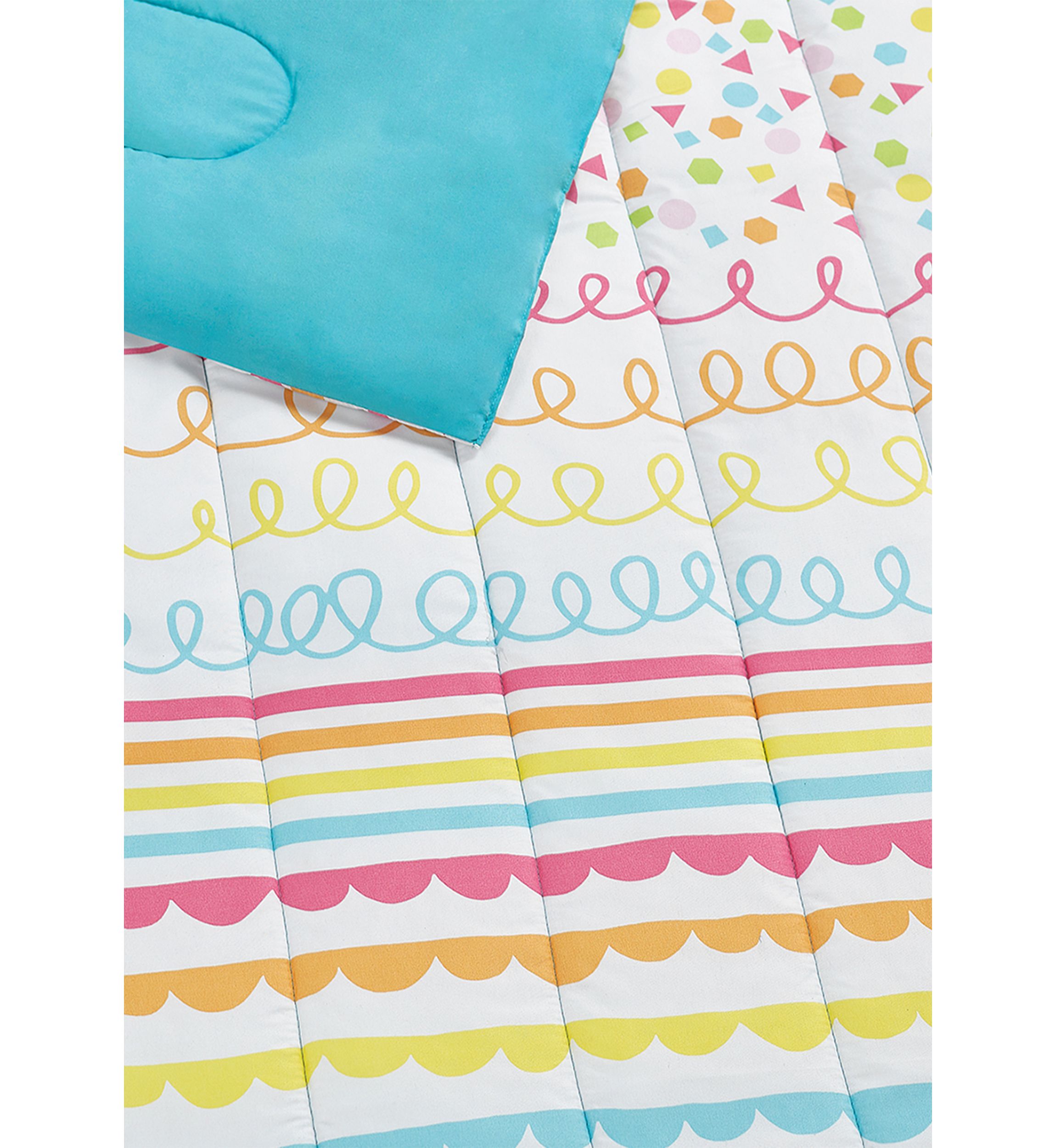 Color Pop Rainbow Reversible Comforter Set with Rainbow Novelty Pillow