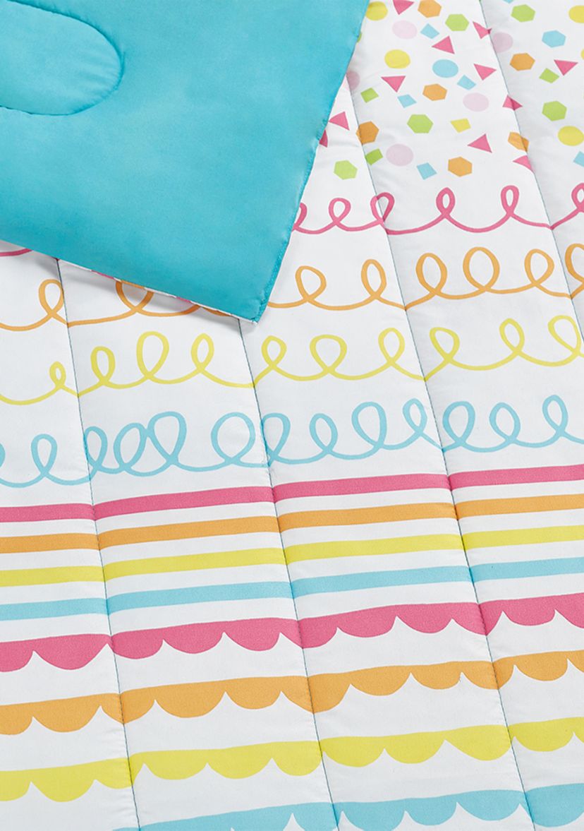 Color Pop Rainbow Reversible Comforter Set with Rainbow Novelty Pillow