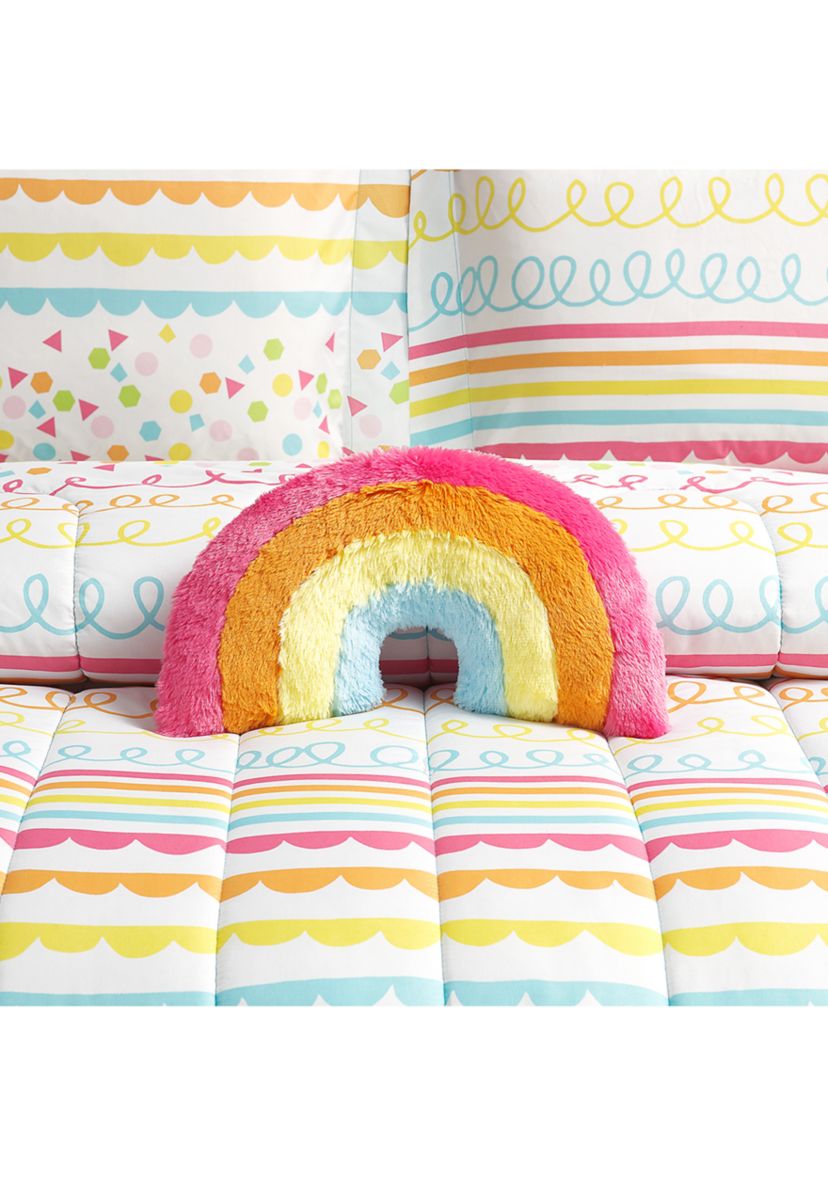 Color Pop Rainbow Reversible Comforter Set with Rainbow Novelty Pillow