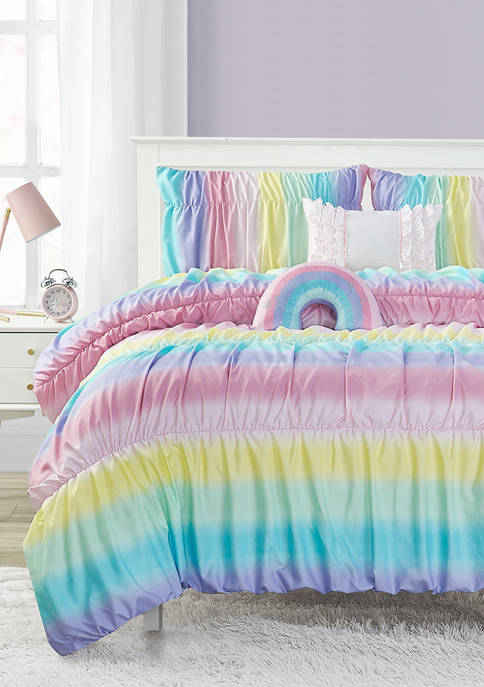 MADISON PARKER Rainbow Rouched Comforter Set with 2
