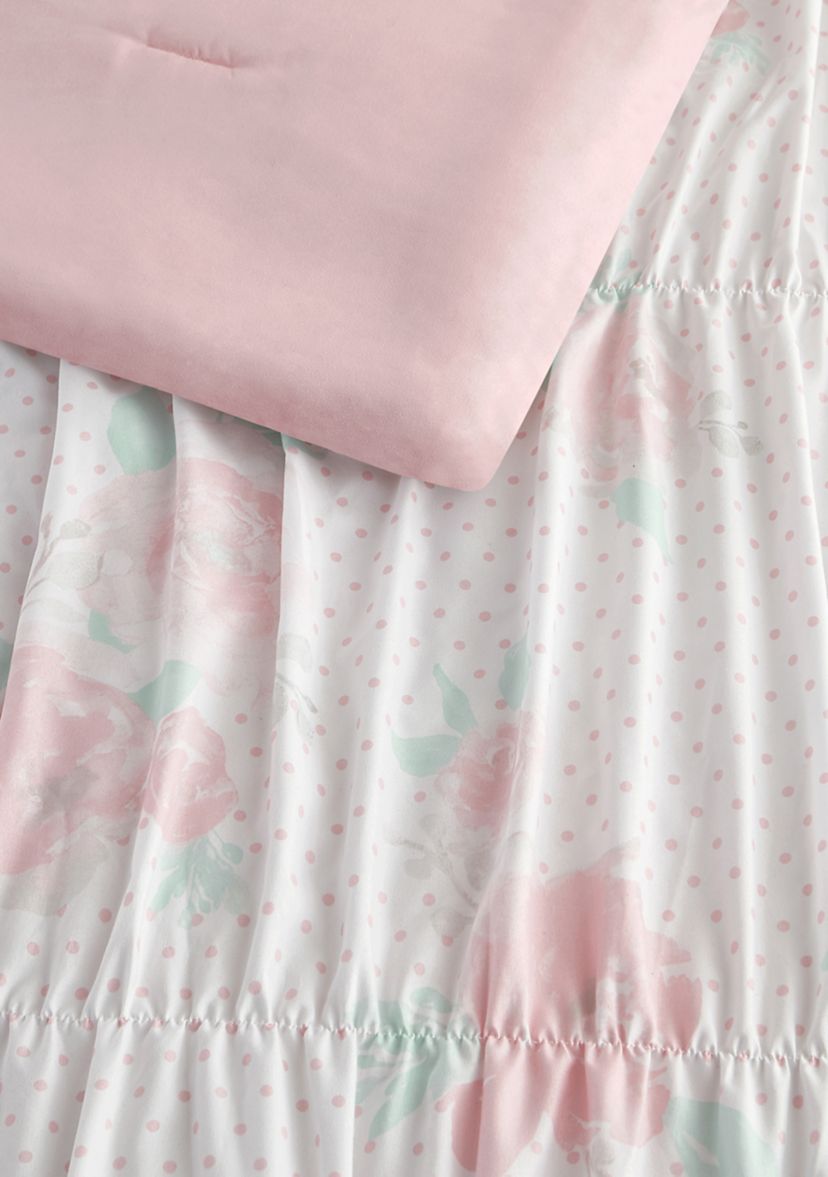 Tabitha Smocked Texture Pink Comforter Set with 2 Decorative Pillows