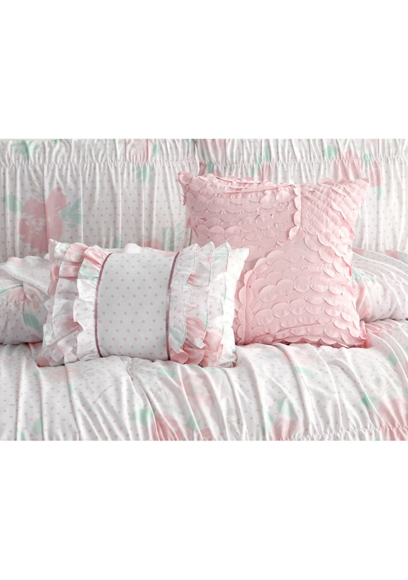 Tabitha Smocked Texture Pink Comforter Set with 2 Decorative Pillows