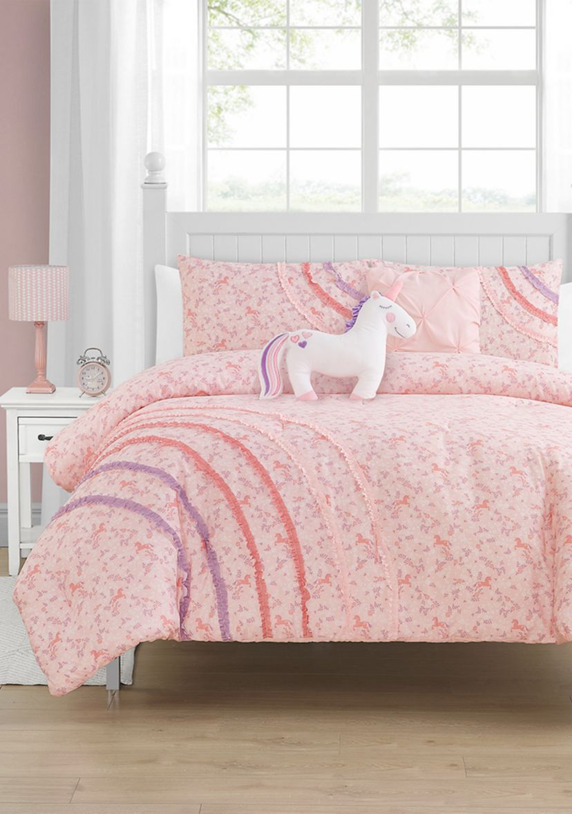Rainbow Ruffle Ultra Soft Microfiber Comforter Set