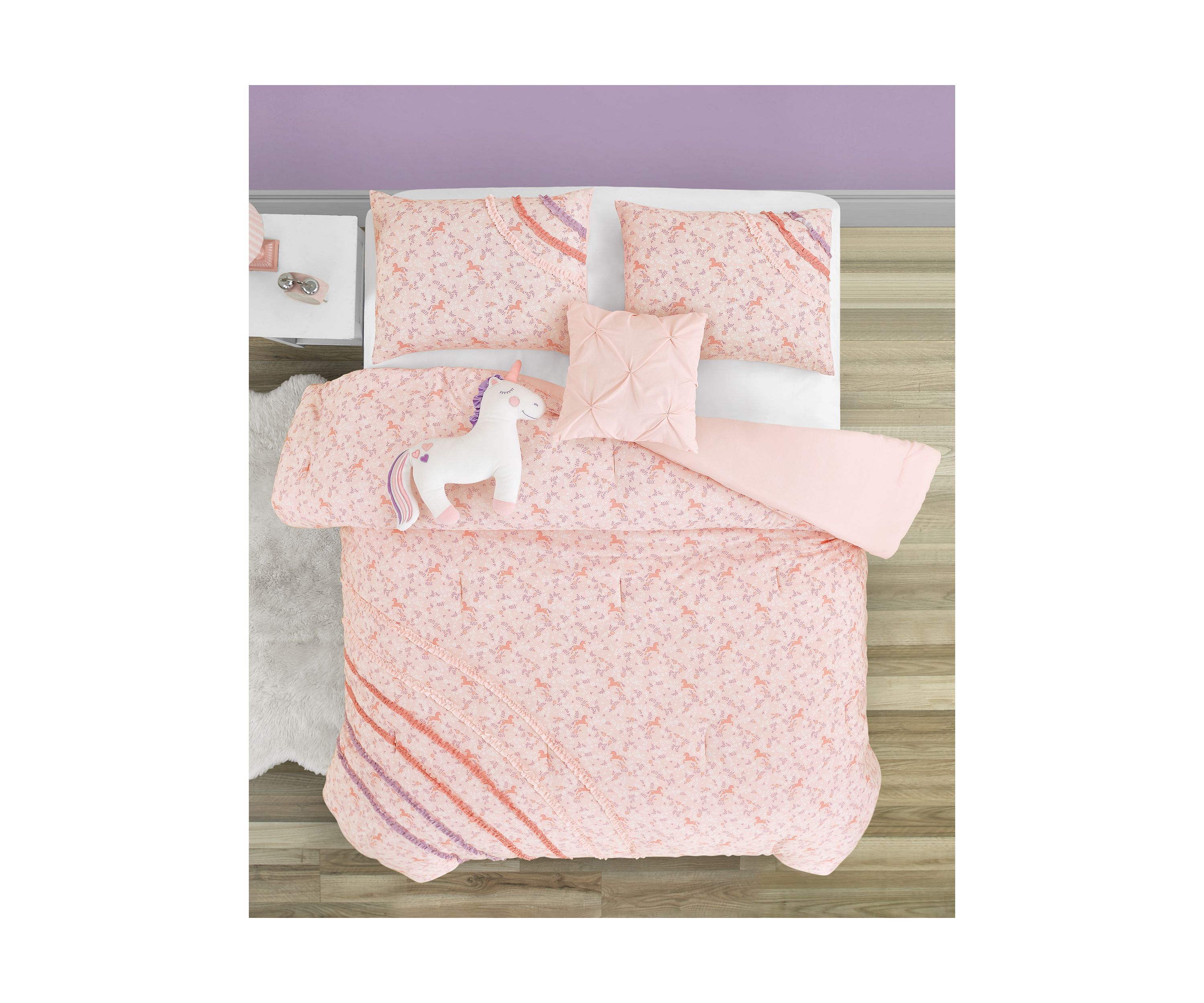 Rainbow Ruffle Ultra Soft Microfiber Comforter Set