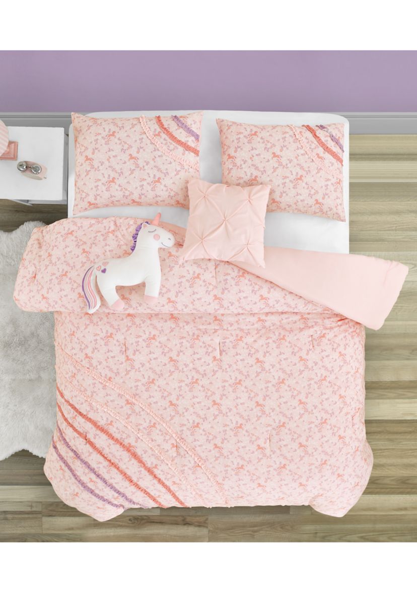 Rainbow Ruffle Ultra Soft Microfiber Comforter Set