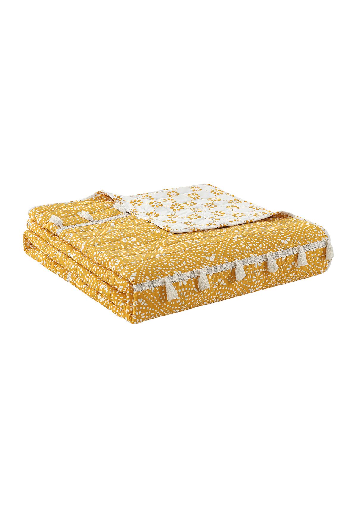 Pasadena Medallion Yellow Soft Microfiber Quilt Set with Tassels