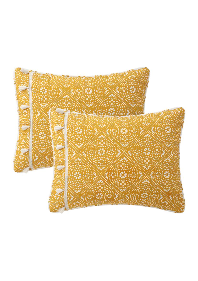Pasadena Medallion Yellow Soft Microfiber Quilt Set with Tassels