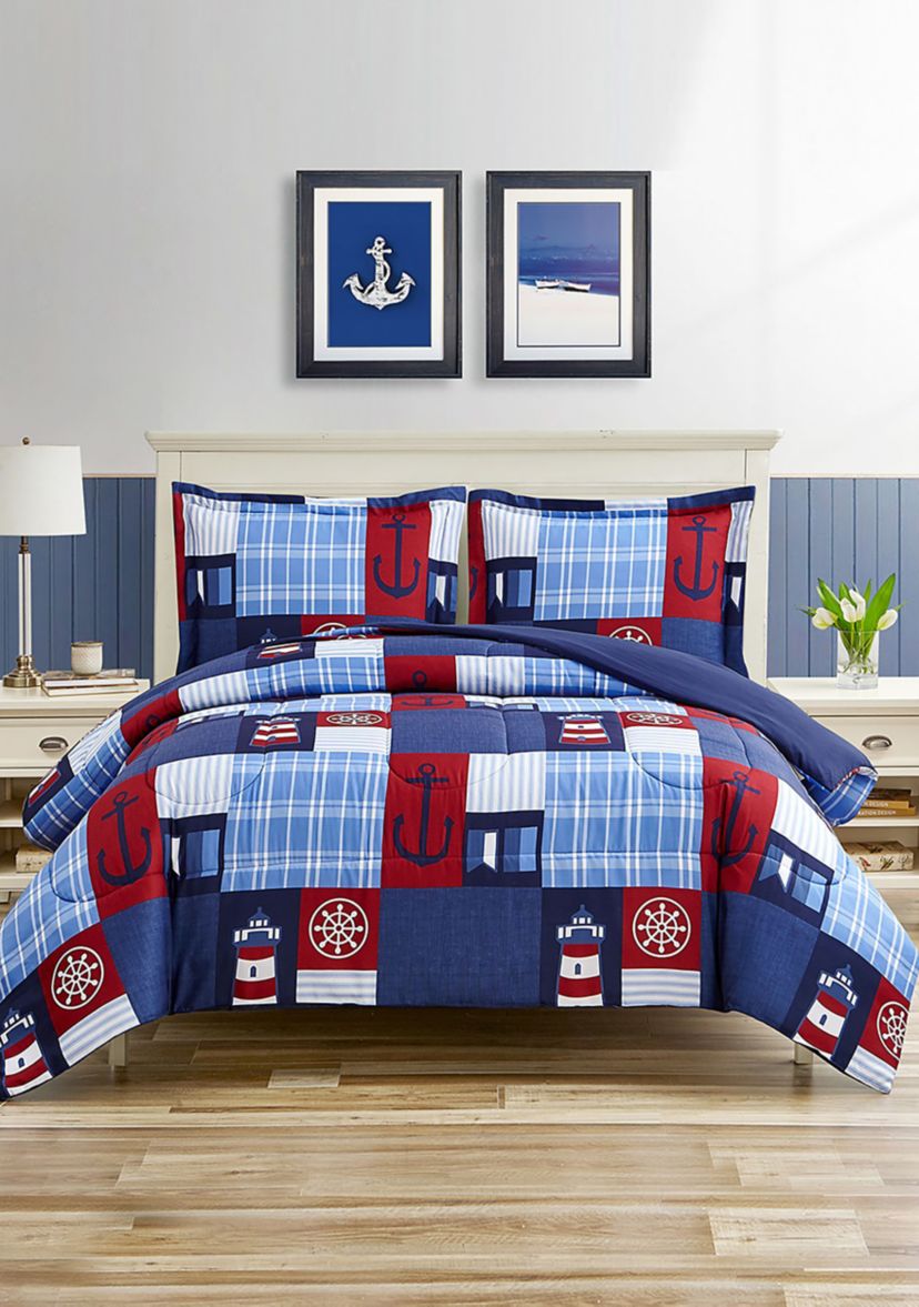 Nautical Patch Blue Ultra Soft Microfiber Comforter Set