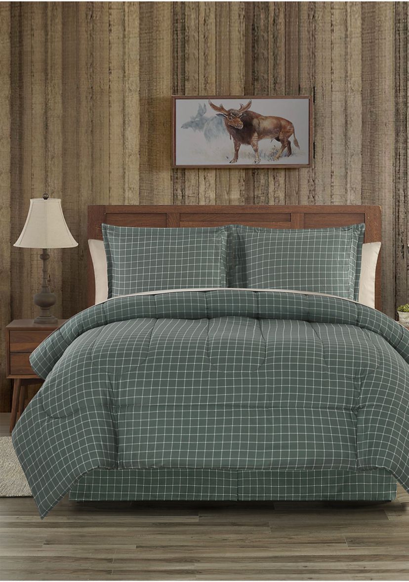 Mountainside Tan Ultra Soft Microfiber Reversible Comforter Set