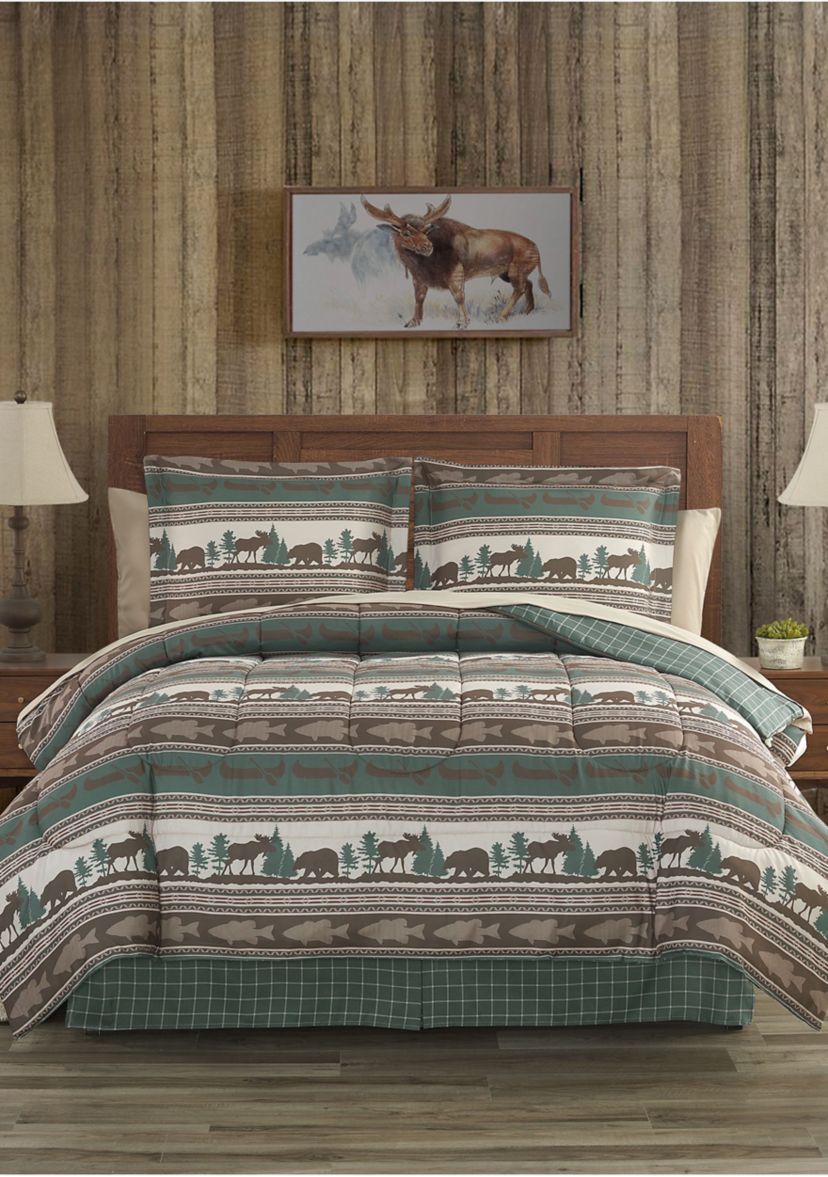 Mountainside Tan Ultra Soft Microfiber Reversible Comforter Set