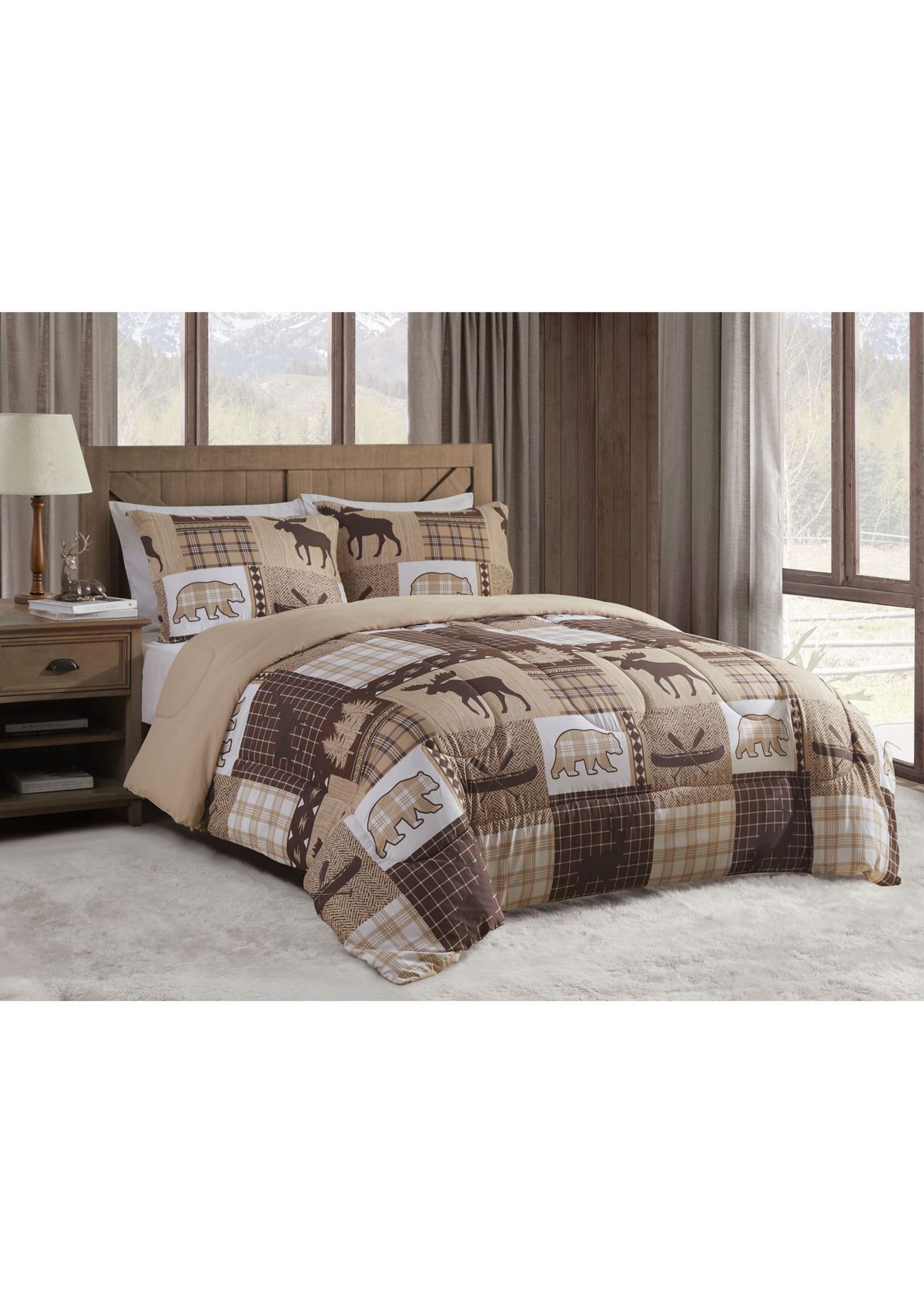 Canyon Trail Brown Microfiber Comforter Set