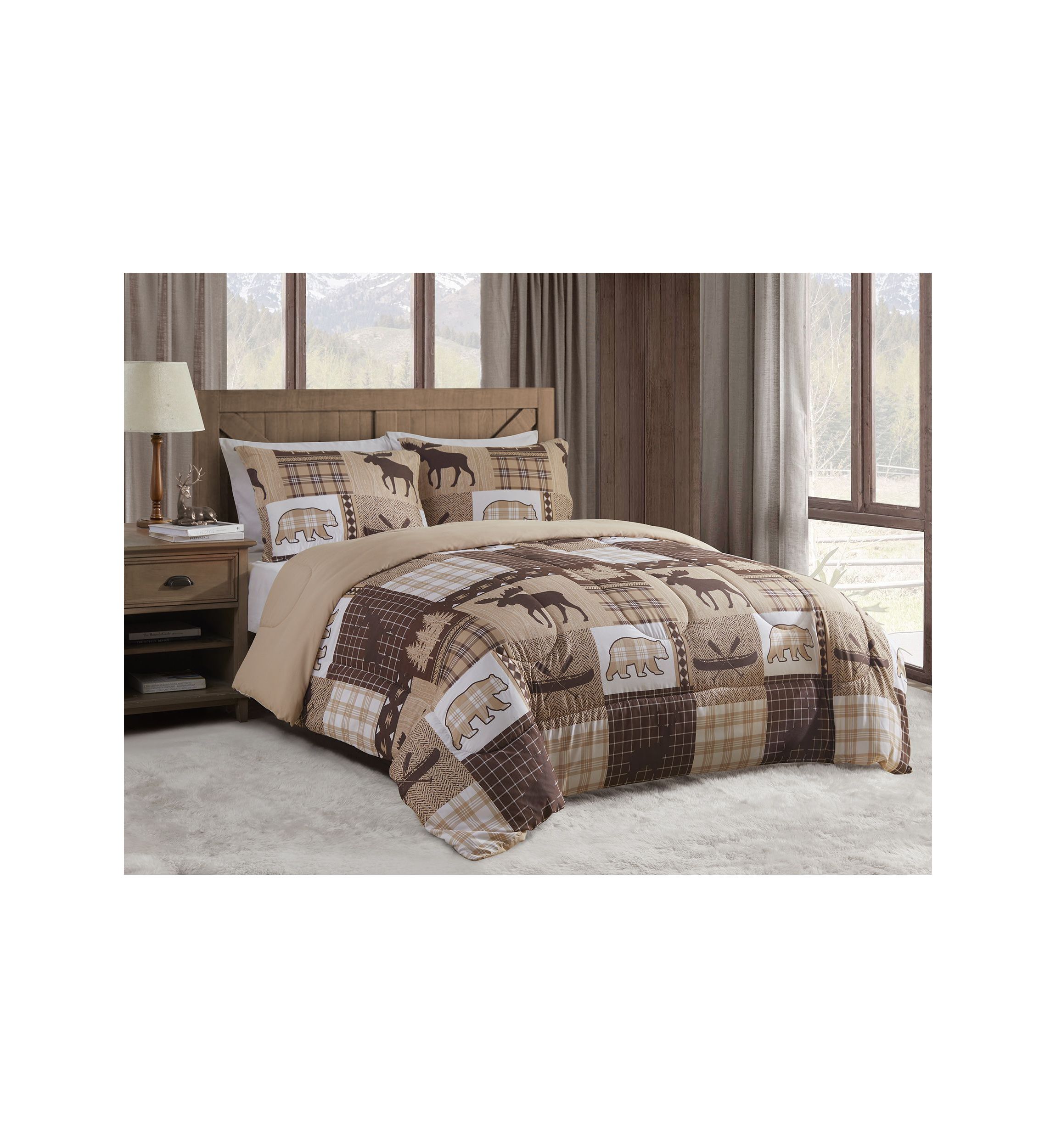 Canyon Trail Brown Microfiber Comforter Set