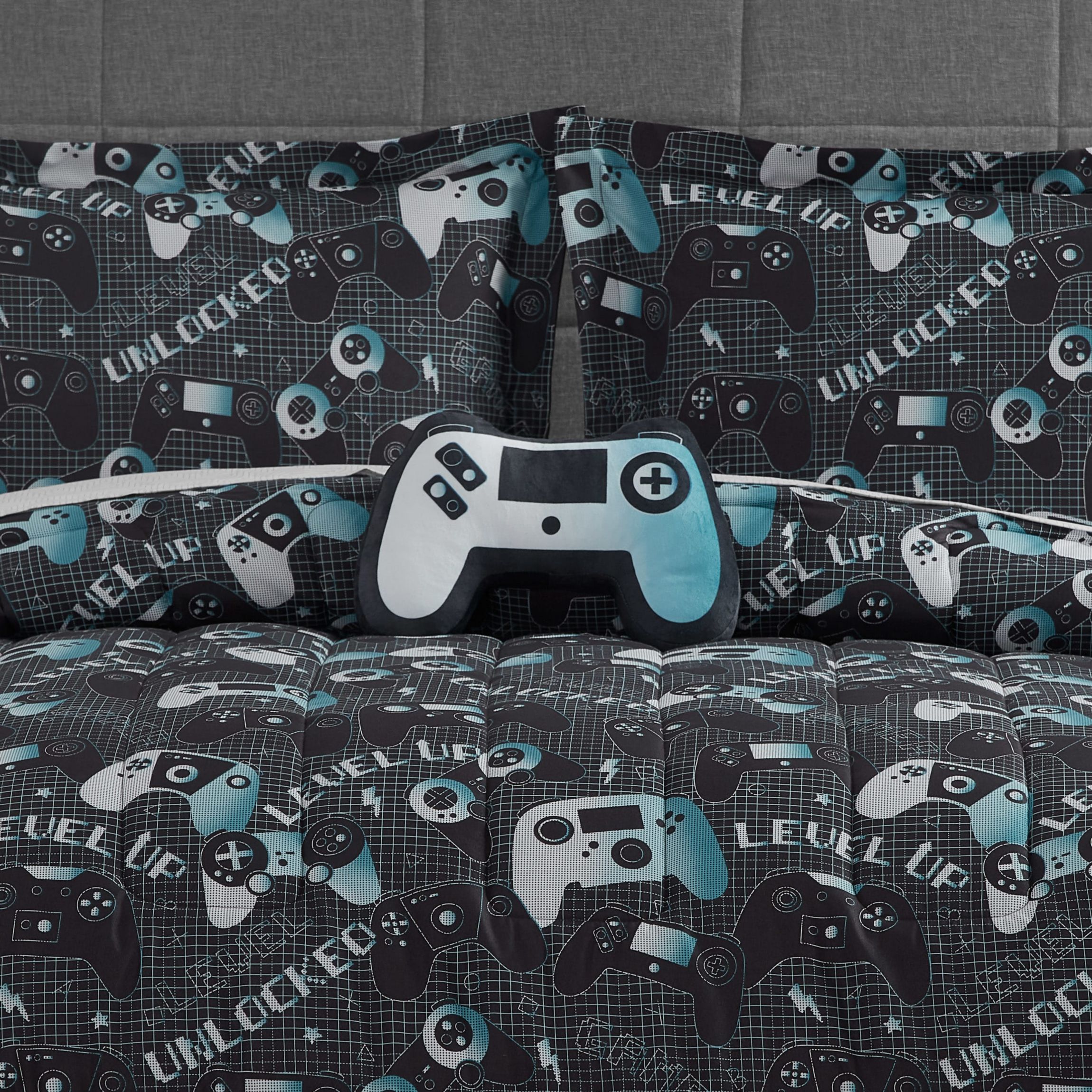 Next Level Dark Grey/Blue 3-4 Piece Microfiber Comforter Set