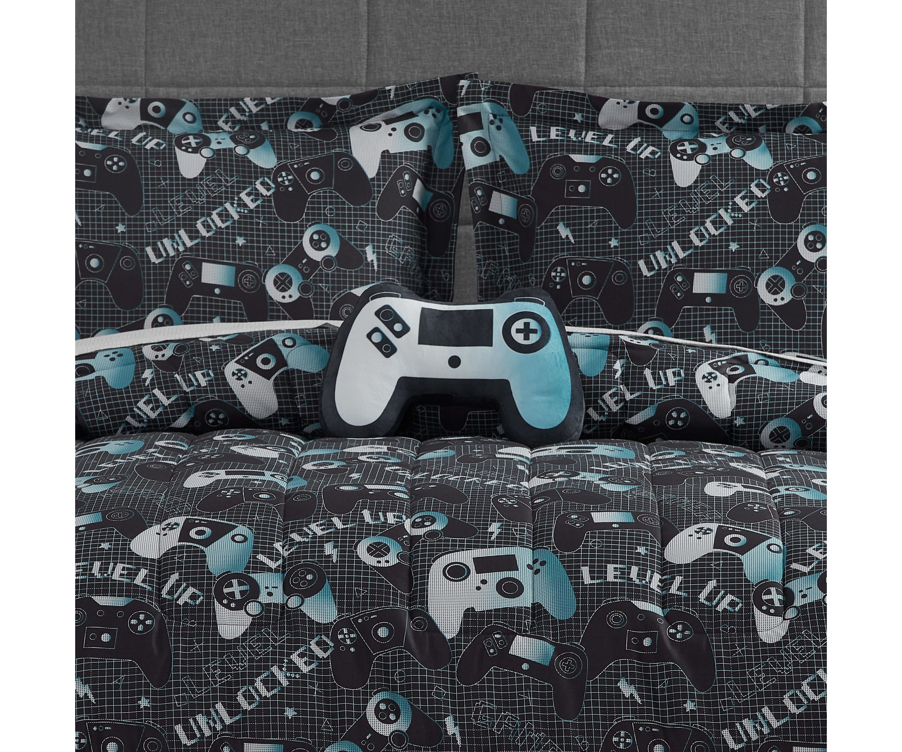 Next Level Dark Grey/Blue 3-4 Piece Microfiber Comforter Set