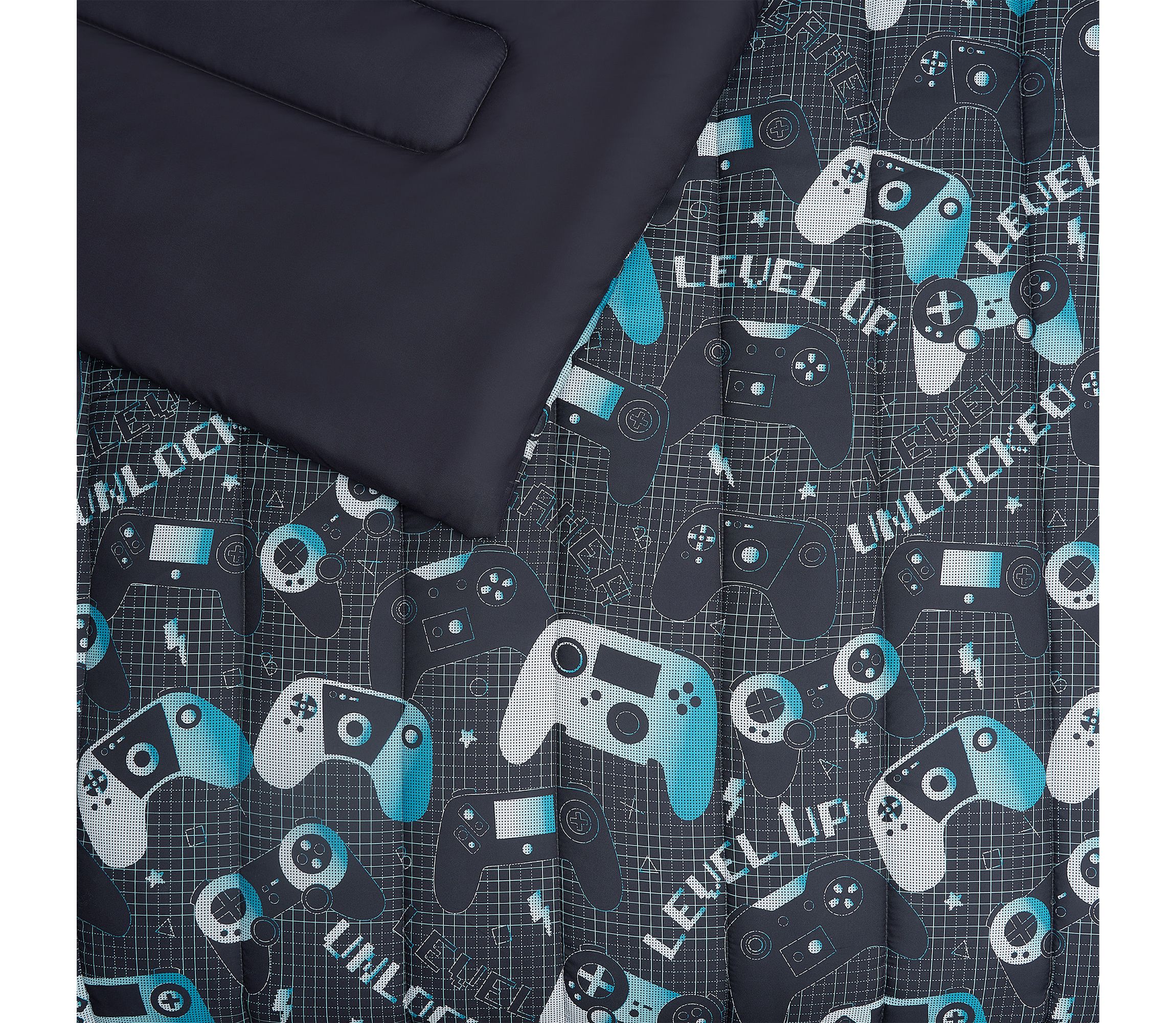 Next Level Dark Grey/Blue 3-4 Piece Microfiber Comforter Set
