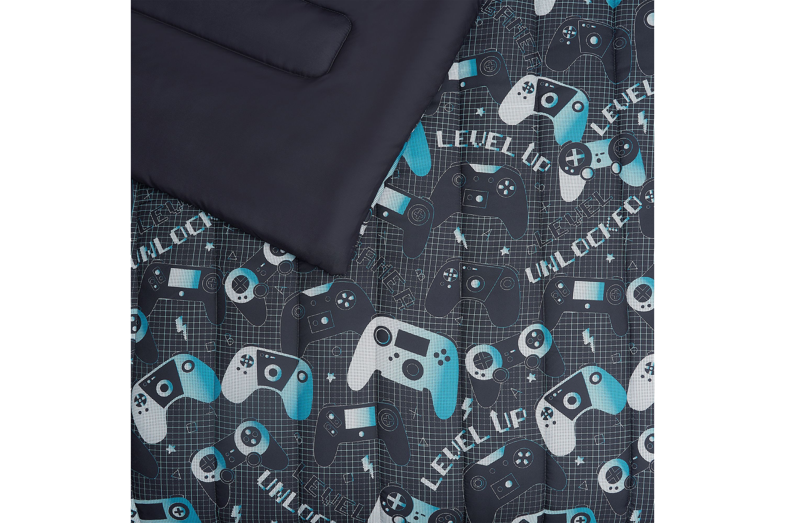 Next Level Dark Grey/Blue 3-4 Piece Microfiber Comforter Set