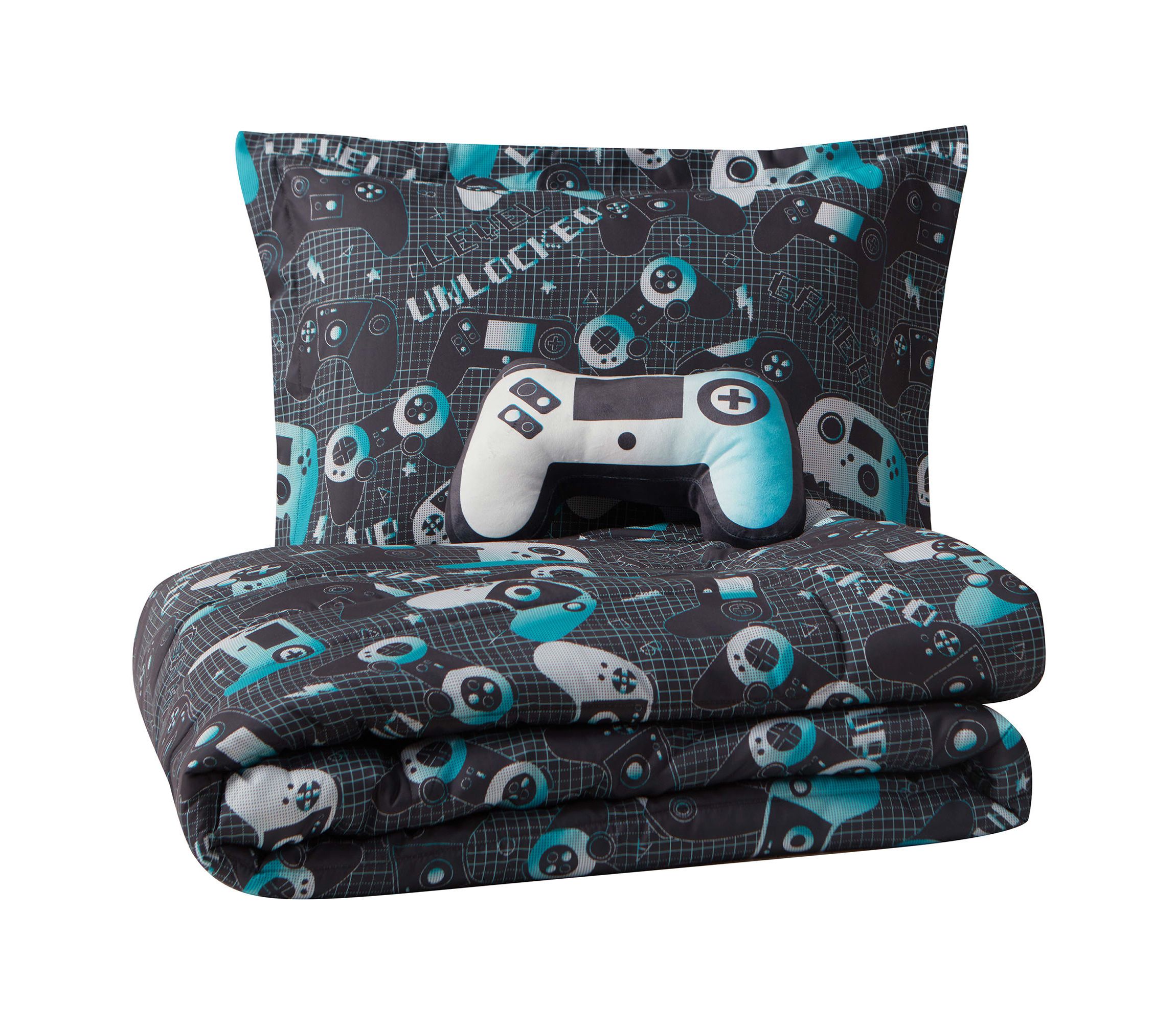 Next Level Dark Grey/Blue 3-4 Piece Microfiber Comforter Set