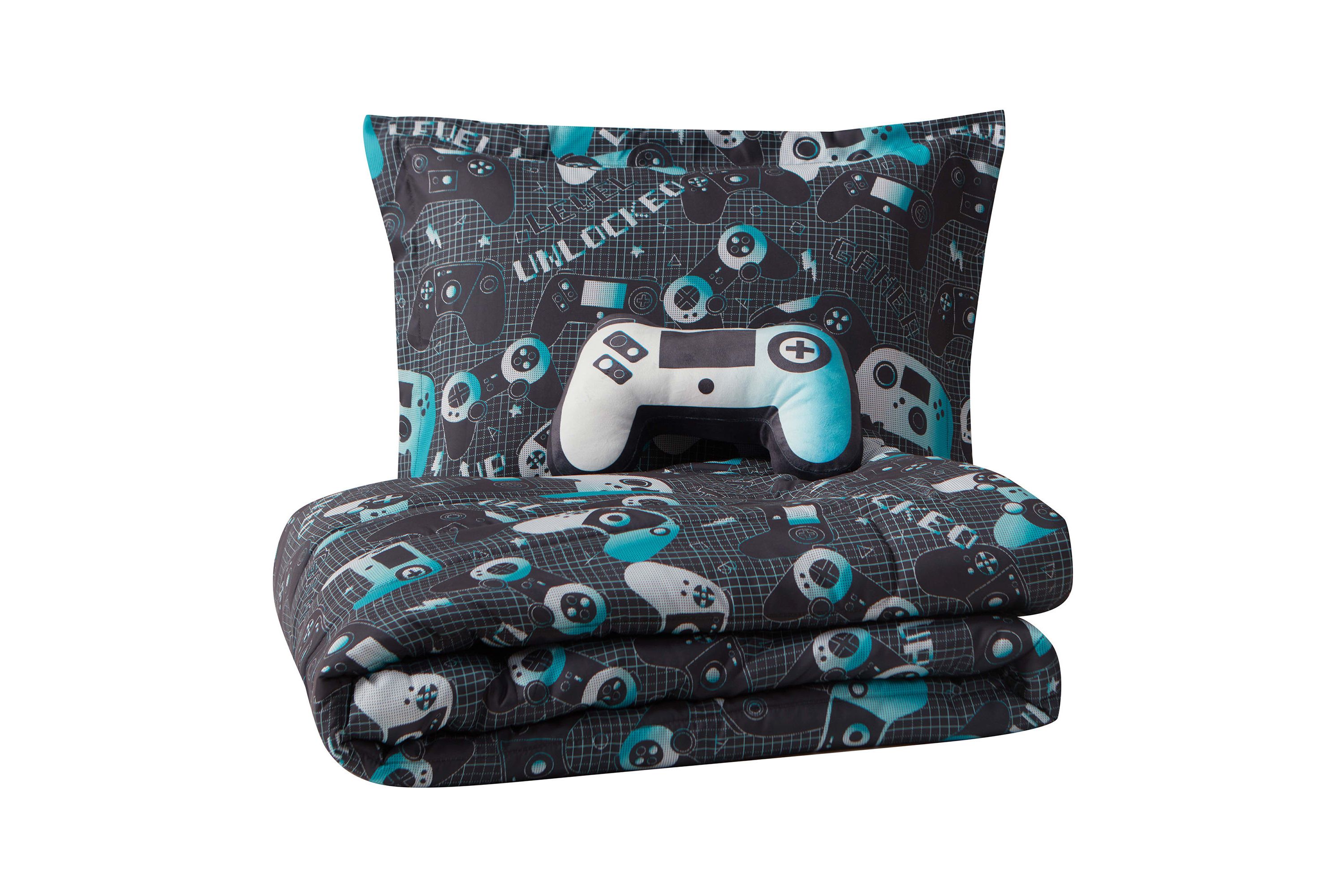 Next Level Dark Grey/Blue 3-4 Piece Microfiber Comforter Set