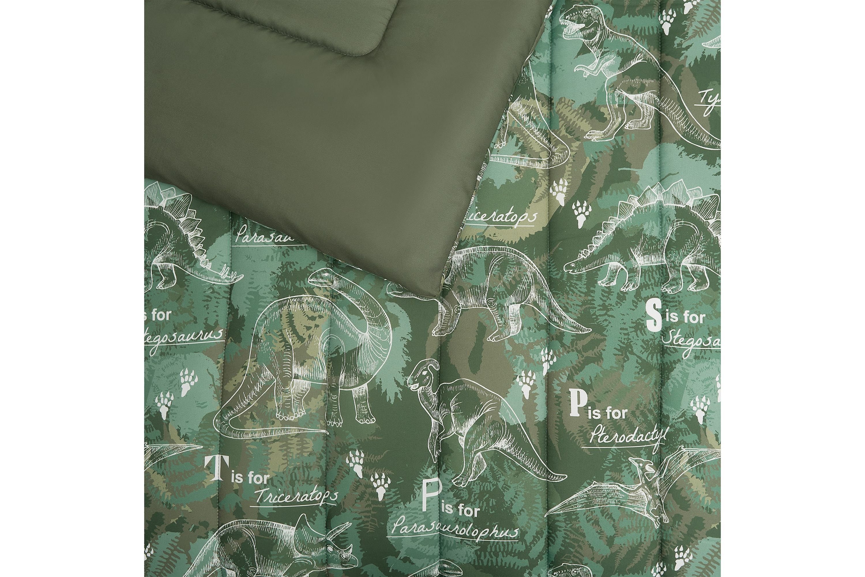 Dino Forest Green 3-4 Piece Microfiber Comforter Set
