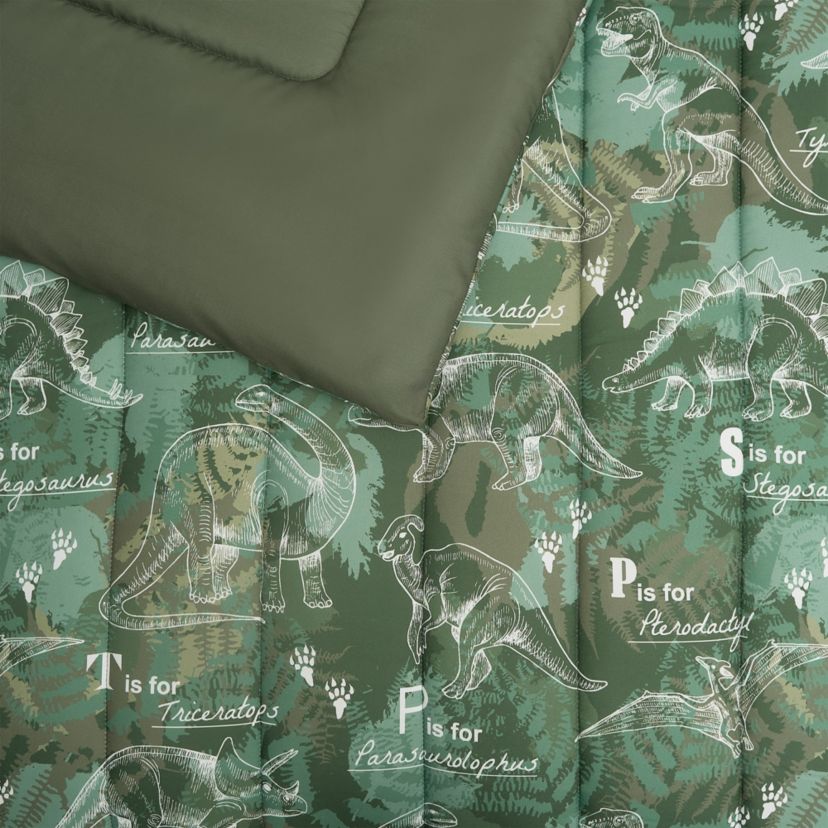 Dino Forest Green 3-4 Piece Microfiber Comforter Set