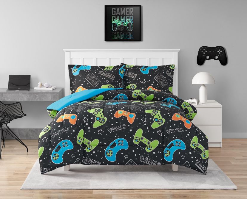 Video Gamer Set Black 2-3 Piece Ultra Soft Microfiber Comforter Set