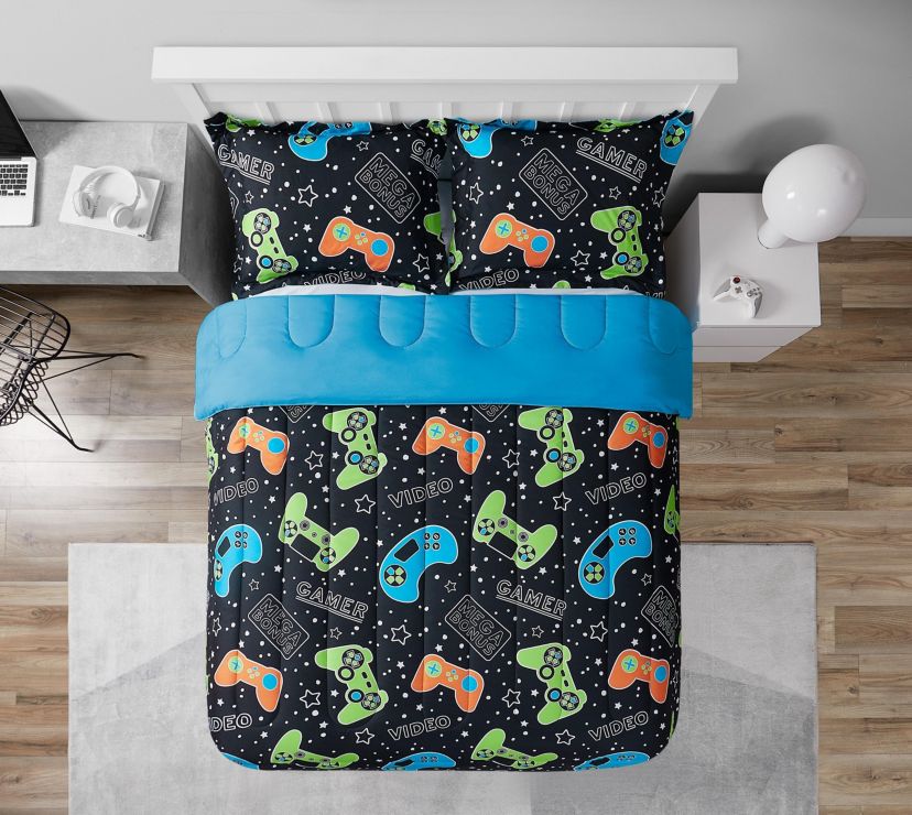 Video Gamer Set Black 2-3 Piece Ultra Soft Microfiber Comforter Set