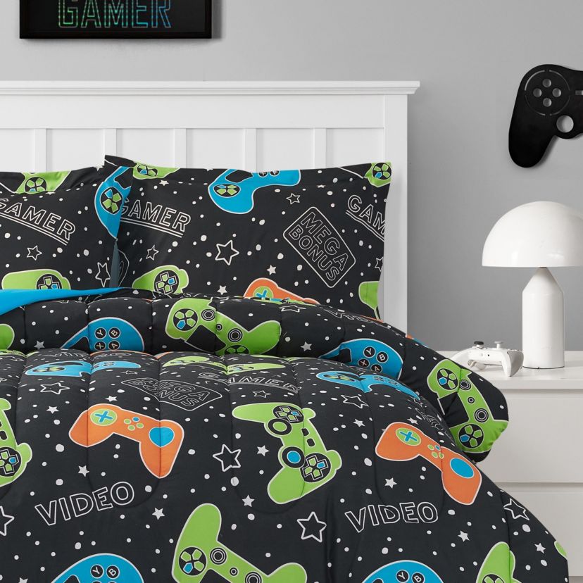 Video Gamer Set Black 2-3 Piece Ultra Soft Microfiber Comforter Set