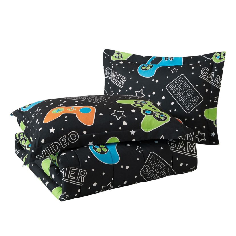 Video Gamer Set Black 2-3 Piece Ultra Soft Microfiber Comforter Set
