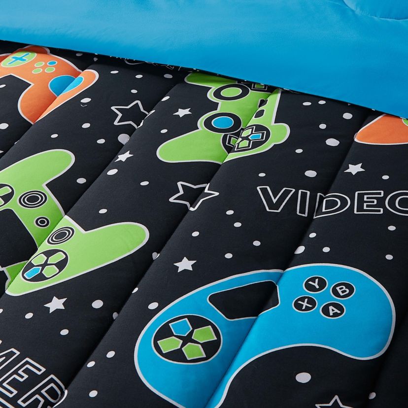 Video Gamer Set Black 2-3 Piece Ultra Soft Microfiber Comforter Set