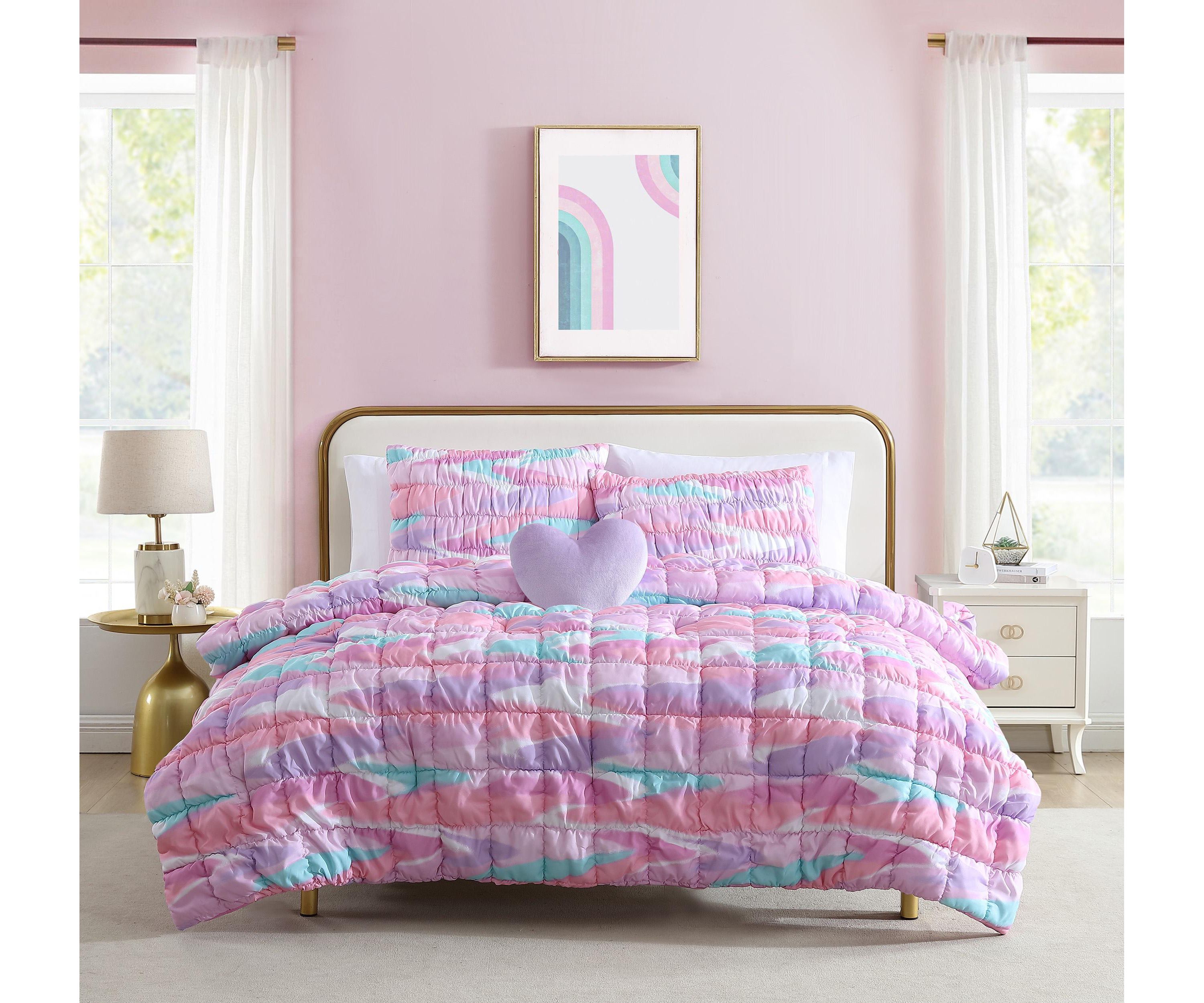 Staci Swirl Pink 3-4 Piece Soft Embellished Microfiber Comforter Set