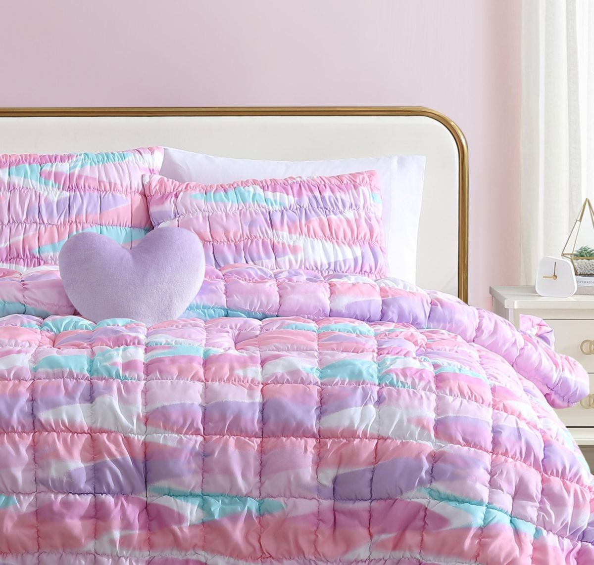 Staci Swirl Pink 3-4 Piece Soft Embellished Microfiber Comforter Set