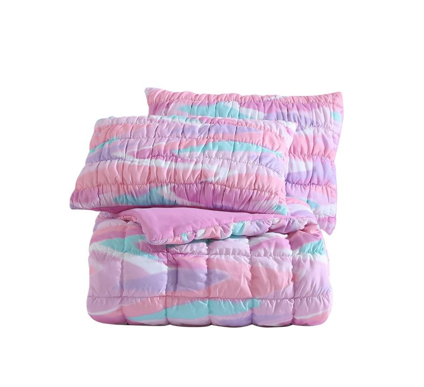 Staci Swirl Pink 3-4 Piece Soft Embellished Microfiber Comforter Set