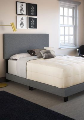 Boyd Sleep Milan Linen Upholstered Platform Bed Frame - Adjustable Headboard, Box Spring Required Storage Bed, Grey, Full