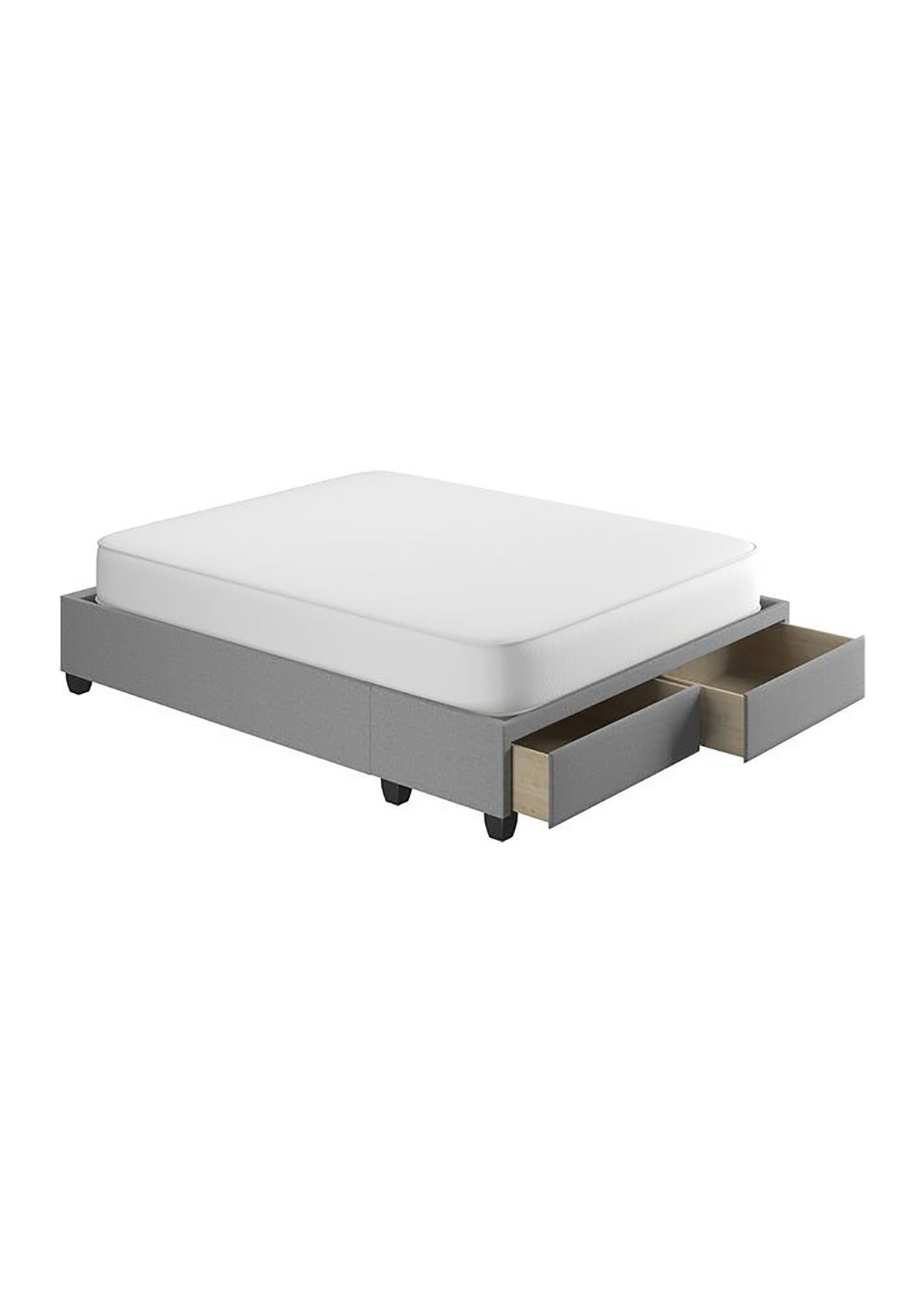 Boyd Sleep Modena Upholstered Platform Bed Frame Mattress Foundation with Dual Front Storage Drawers and Strong Wood Slat Supports: Linen