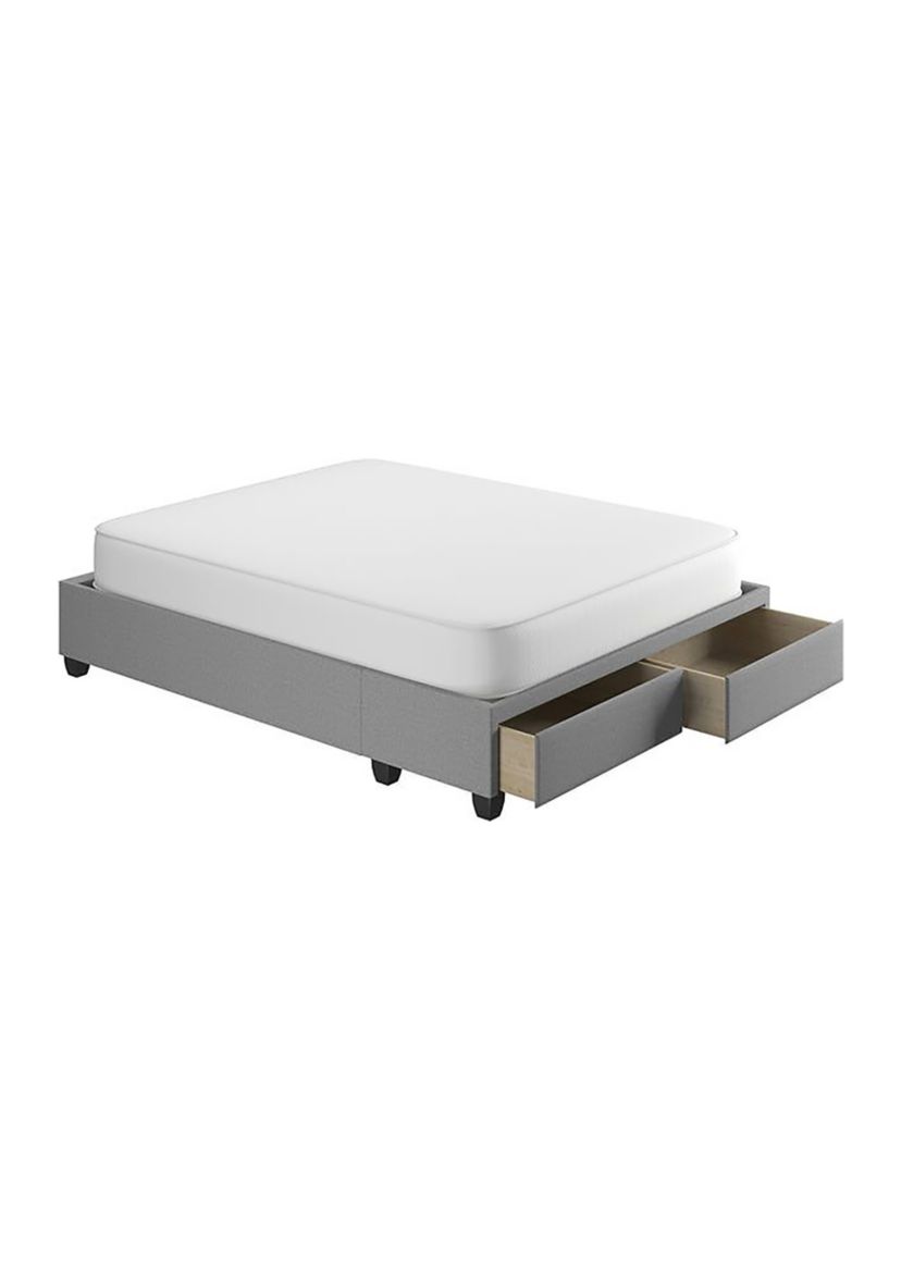Boyd Sleep Modena Upholstered Platform Bed Frame Mattress Foundation with Dual Front Storage Drawers and Strong Wood Slat Supports: Linen