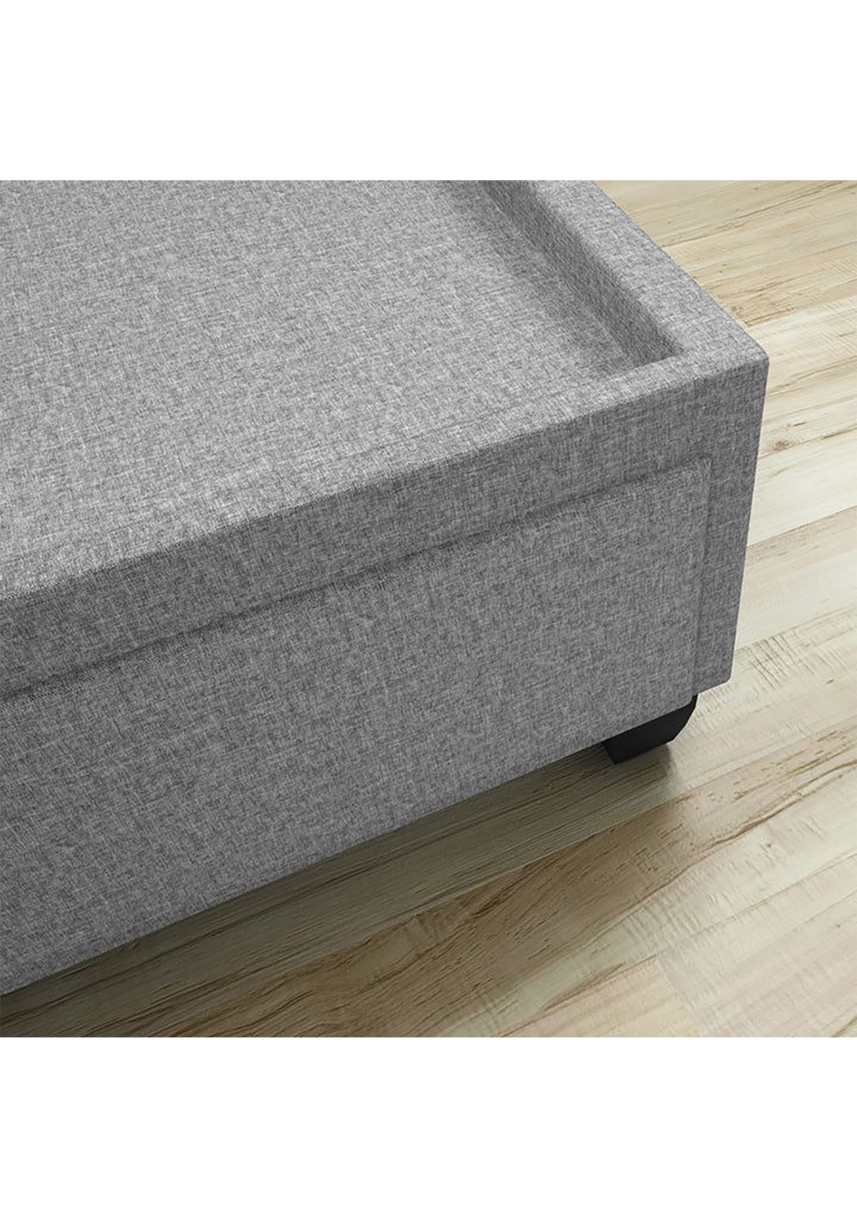 Boyd Sleep Modena Upholstered Platform Bed Frame Mattress Foundation with Dual Front Storage Drawers and Strong Wood Slat Supports: Linen