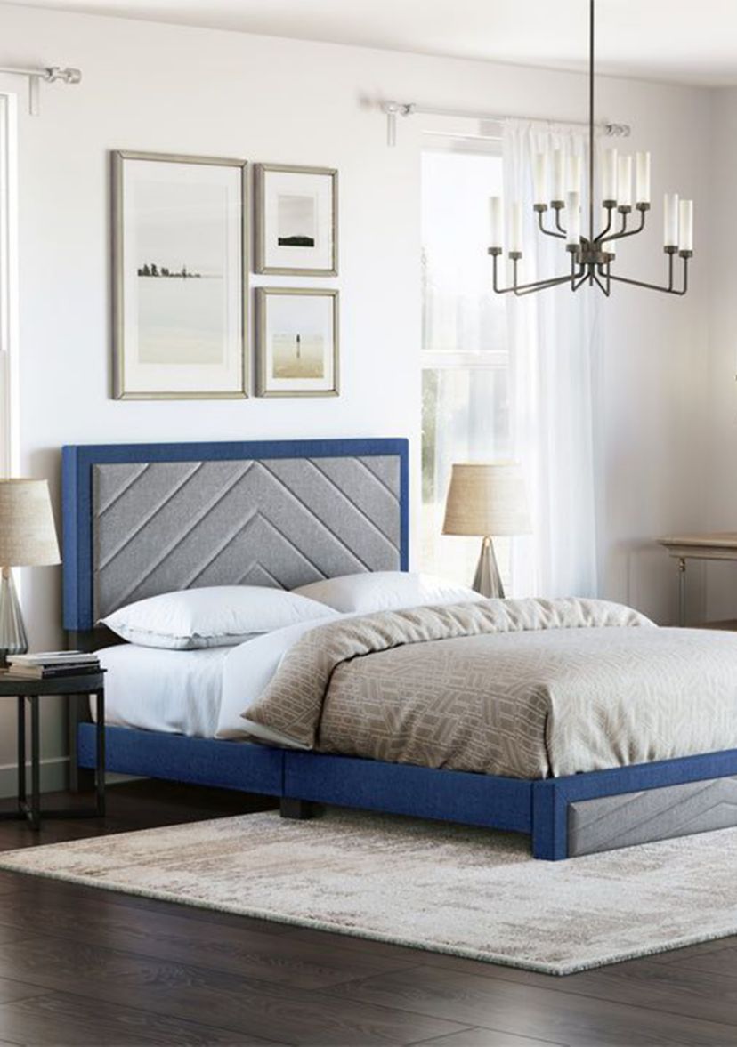 Boyd Sleep Barcelona Upholstered Platform Bed with Headboard, Mattress Foundation with Strong 14 Wood Slat Supports, No Box Spring Required