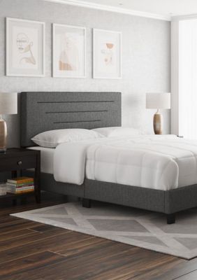 Boyd Sleep Cordoba Fully Upholstered Platform Bed Frame, 4 Wood Support Slats, Requires Box Spring, Grey