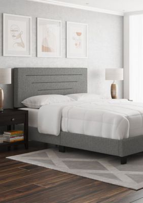 Boyd Sleep Cordoba Fully Upholstered Platform Bed Frame, 4 Wood Support Slats, Requires Box Spring, Grey