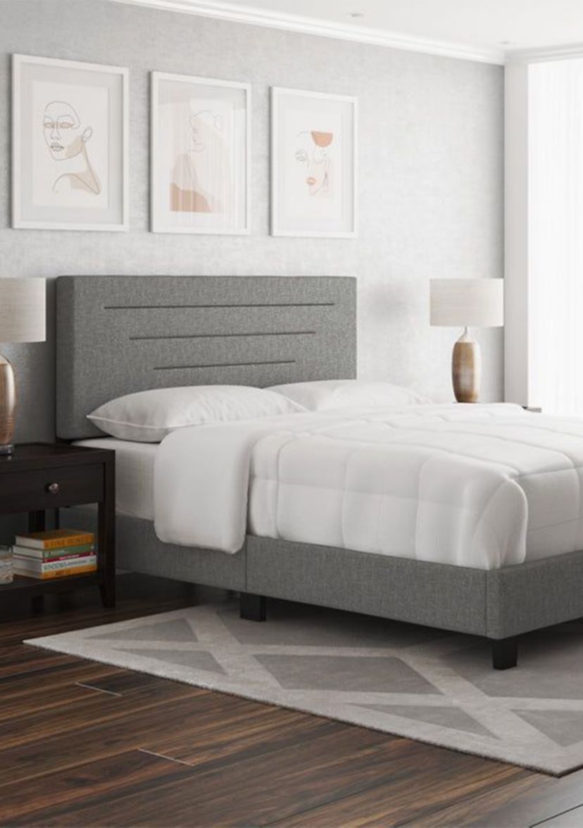 Boyd Sleep Cordoba Fully Upholstered Platform Bed Frame, 4 Wood Support Slats, Requires Box Spring