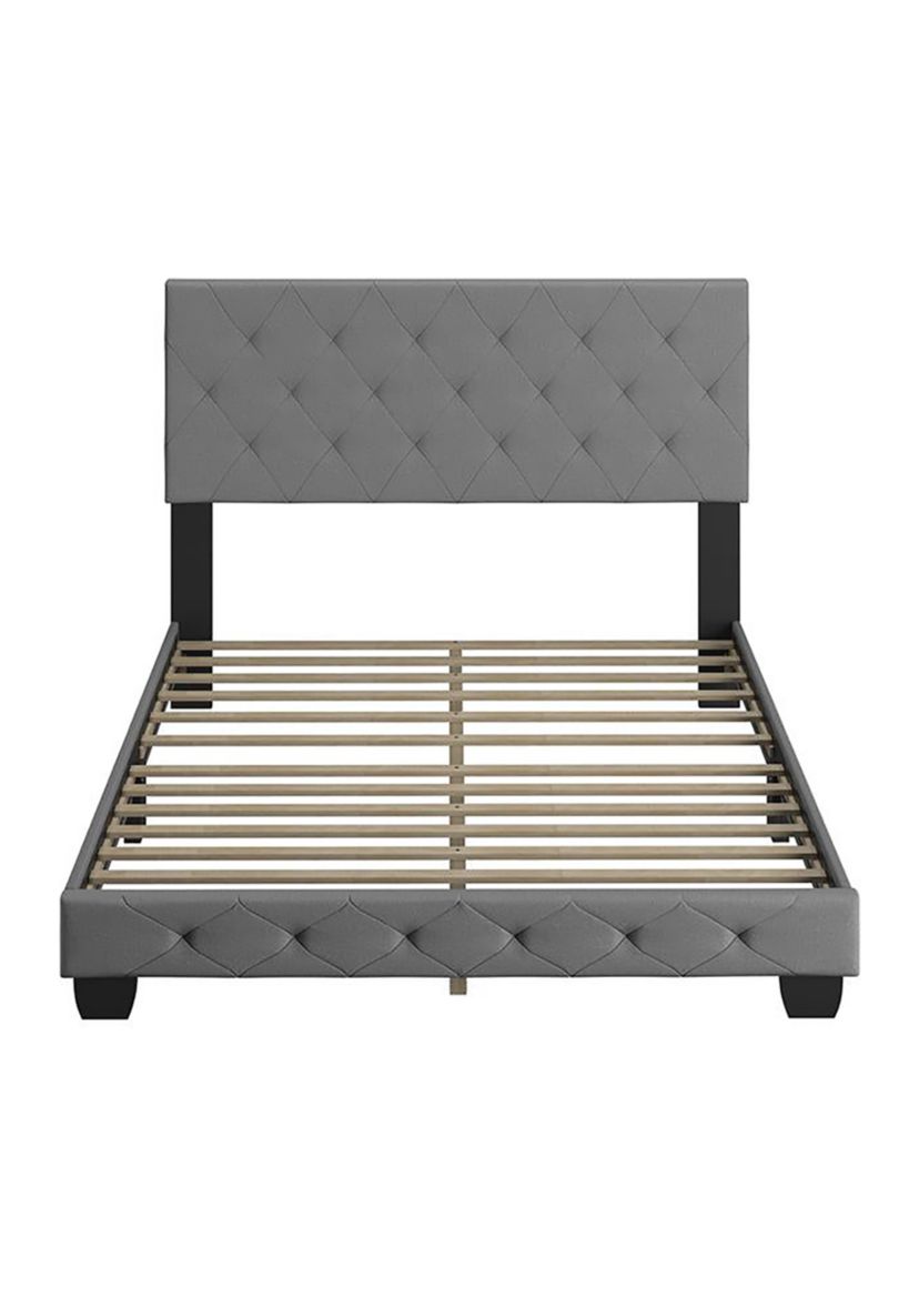 Boyd Sleep Chloe Upholstered Platform Bed with Headboard, Mattress Foundation with Strong 14 Wood Slat Supports, No Box Spring Required
