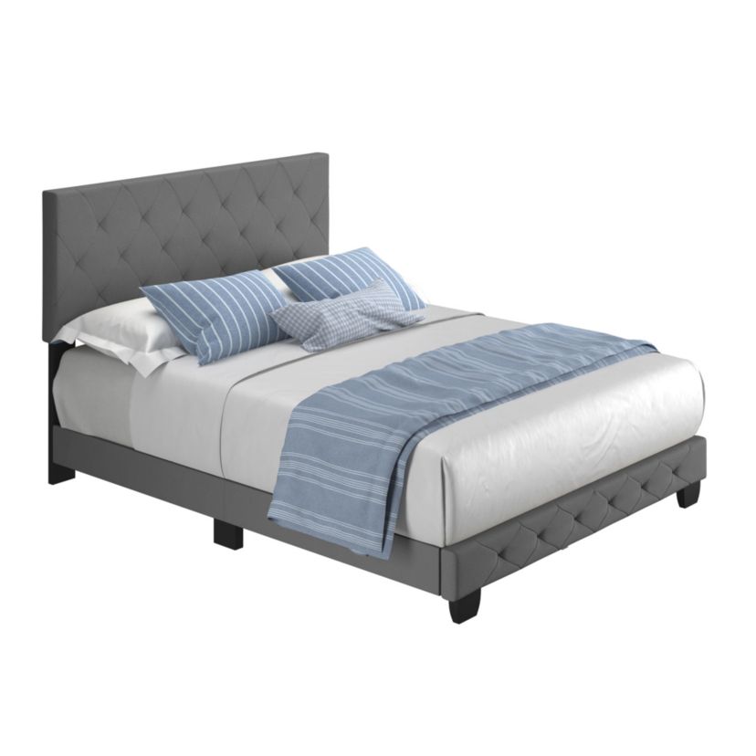 Boyd Sleep Chloe Upholstered Platform Bed with Headboard, Mattress Foundation with Strong 14 Wood Slat Supports, No Box Spring Required